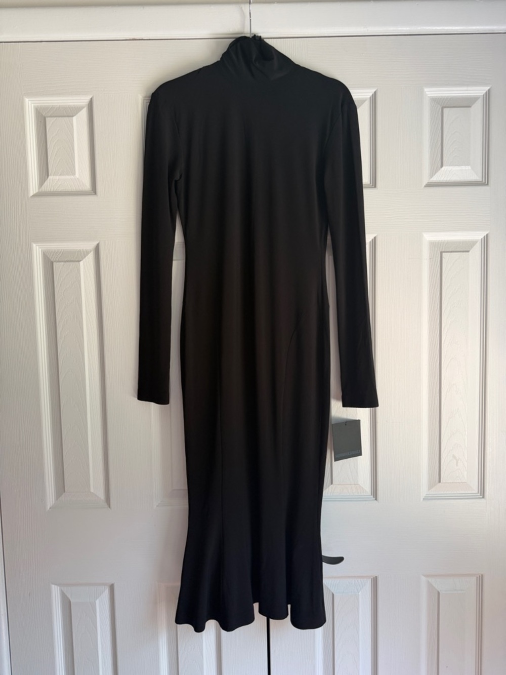 Norma Kamali Black Long-Sleeve Turtleneck Midi Dress